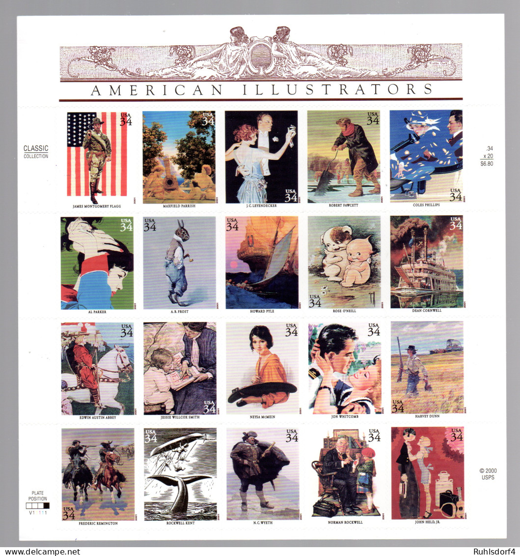 USA ** Im Bogen 3405-24 American Illustrators - Otros & Sin Clasificación