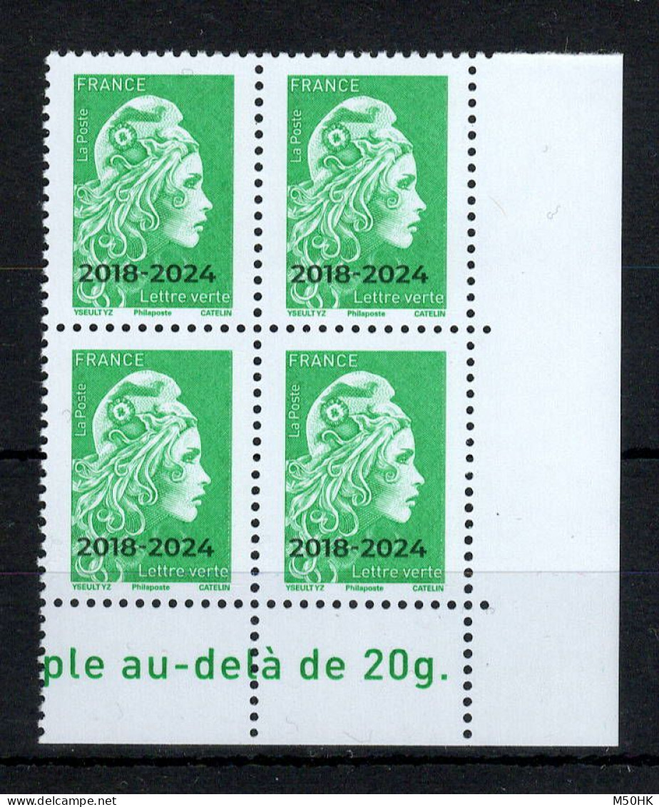 Fin De La Marianne L'engagée , Le Timbre Vert N** MNH Luxe En Bloc De 4 CdF - Unused Stamps