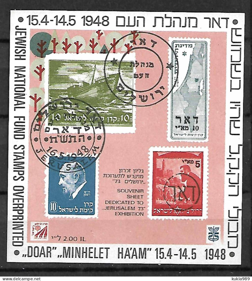 JUDAICA ISRAEL 1974 KKL JNF SOUV. SHEET "PEOPLE'S ADMINISTRATION", MNH - Ongebruikt (met Tabs)