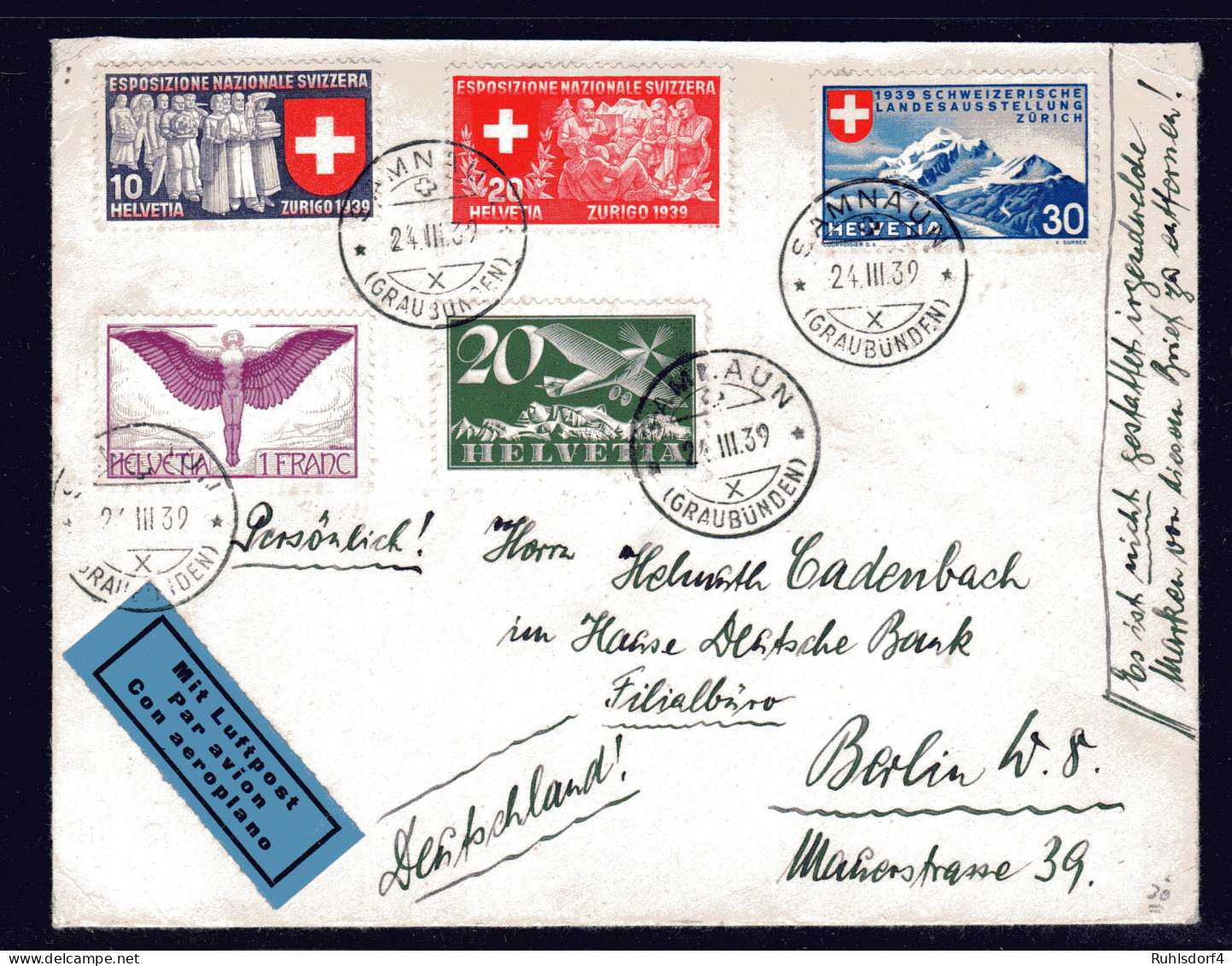 Schweiz, Ausland-Brief Nach Berlin - Autres & Non Classés