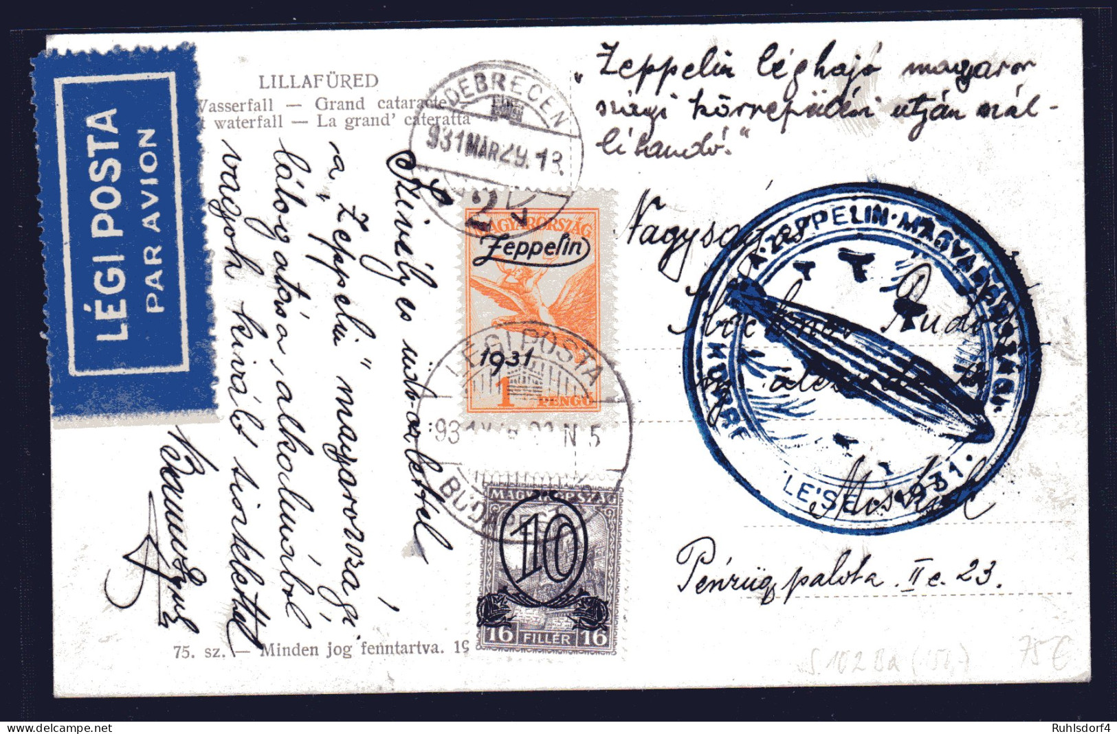 Zeppelinkarte, Ungarn Sieger 102 Ba - Zeppeline