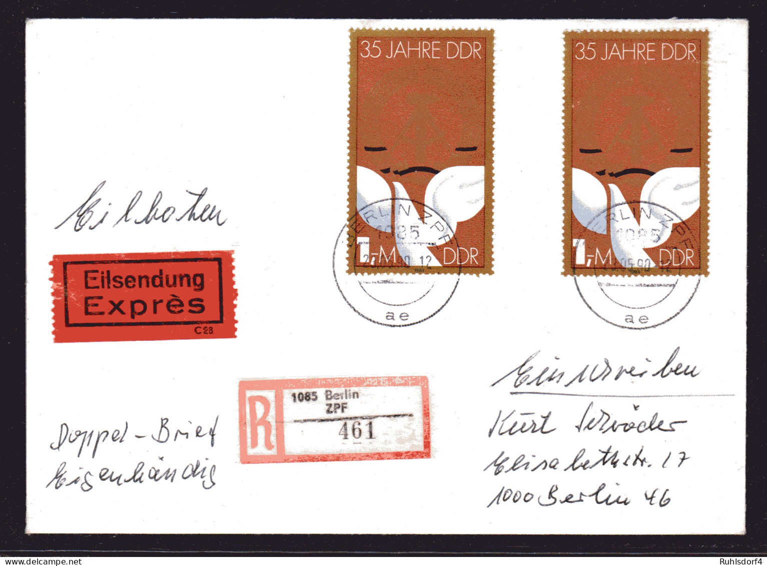 DDR., Me.F. Mi.-Nr. 2902 Auf R-Eilbote-Ortsbrief Mit AK-St. - Storia Postale