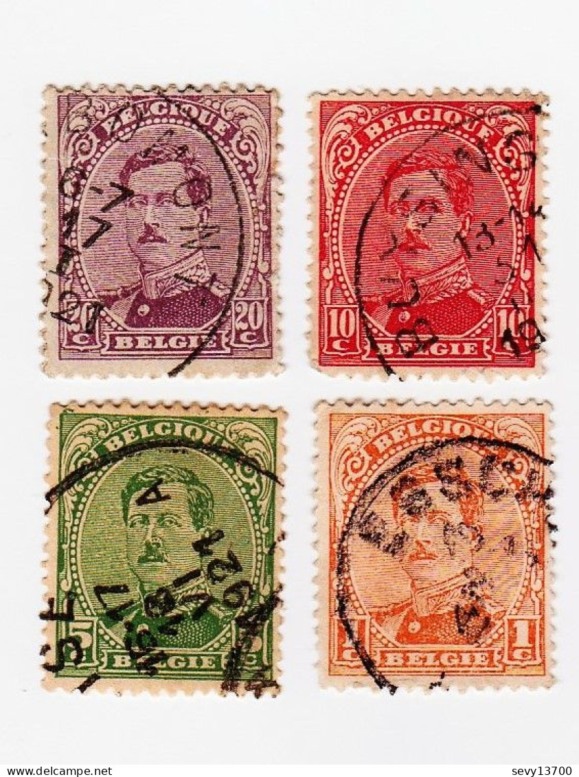 Belgique 4 Timbres Roi Albert 1er - Année 1915 - Mi 116 - Mi 117 - Mi 119 - 1915-1920 Albert I.