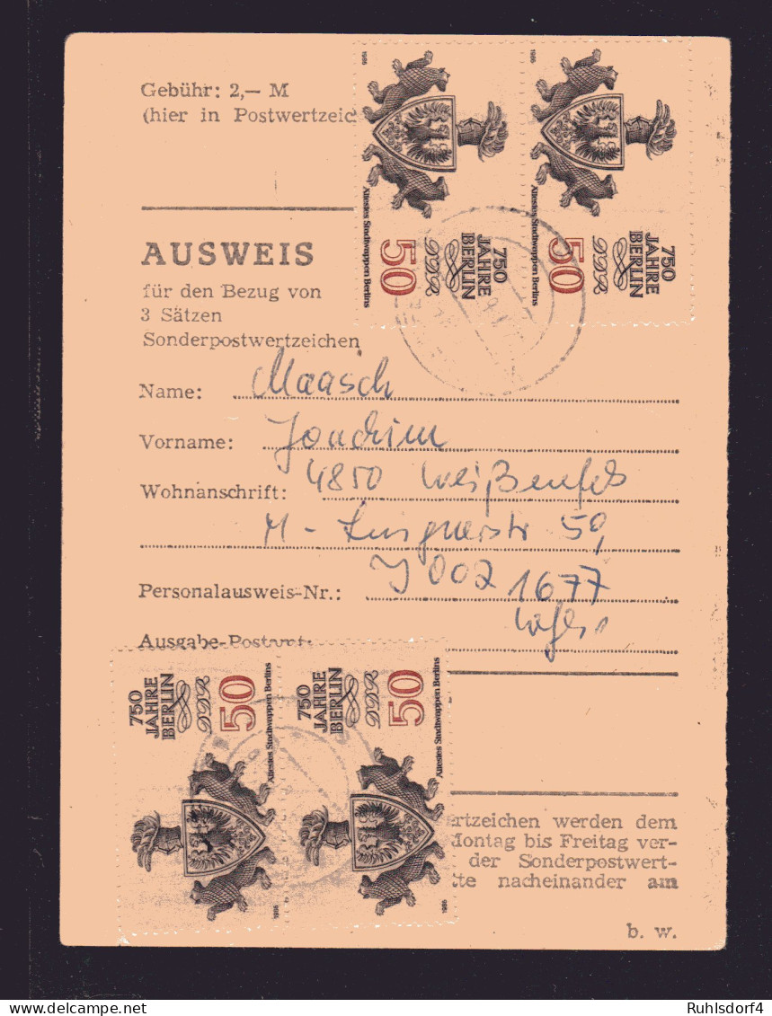 DDR., Me.F. Mi.-Nr. 3025 Auf Ausweiss-Karte. - Briefe U. Dokumente