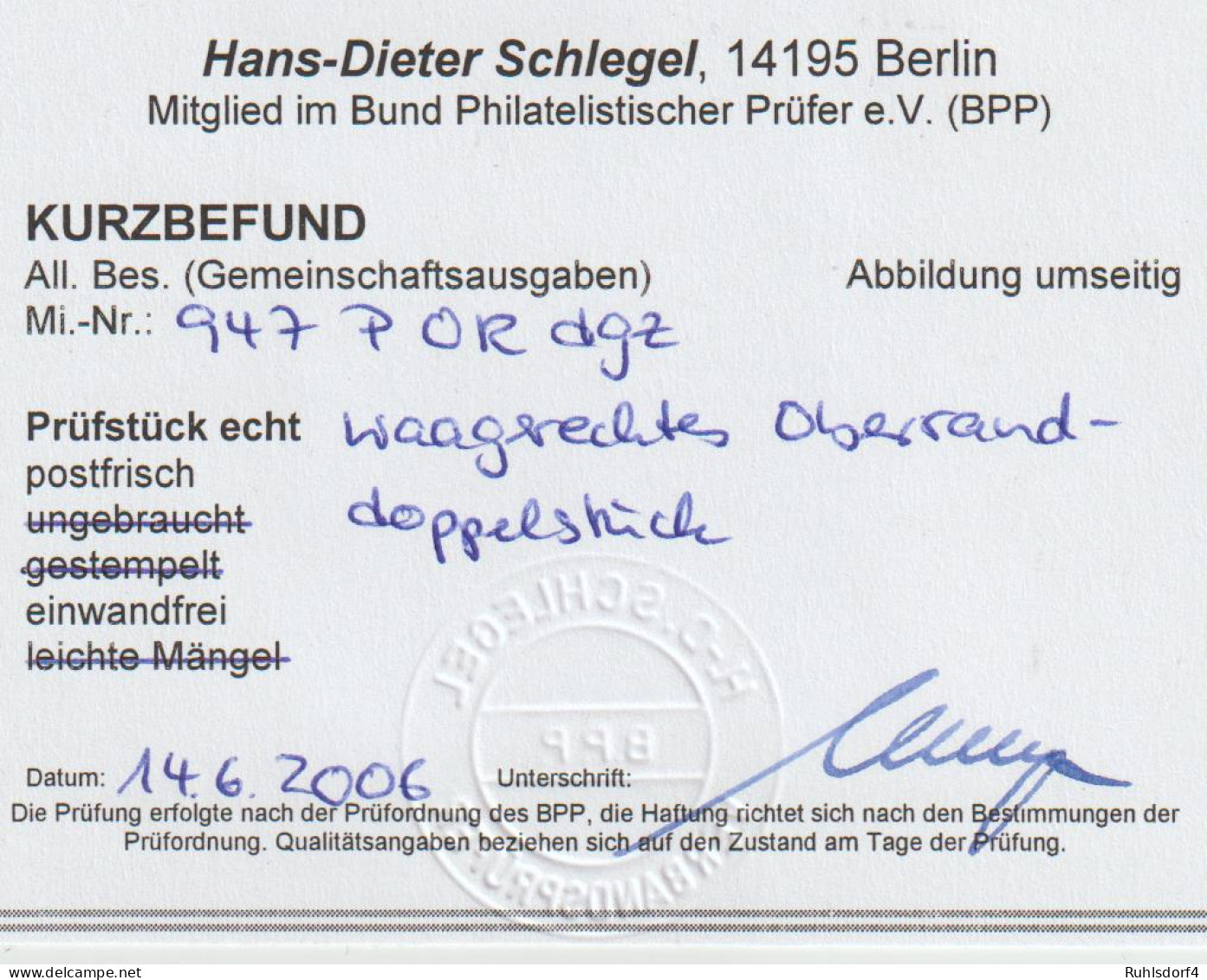 Gem.-ausg. 12 Pfg. AS: Plattendruck Durchgez. Im Paar **, Befund Schlegel - Sonstige & Ohne Zuordnung