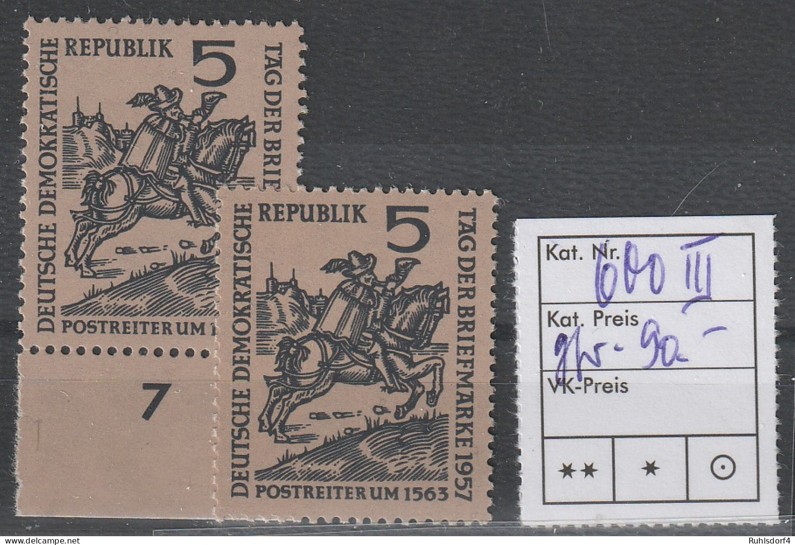 DDR Tag Der Briefmarke 1957 Mit Plattenfehler III, **, Geprüft - Plaatfouten En Curiosa