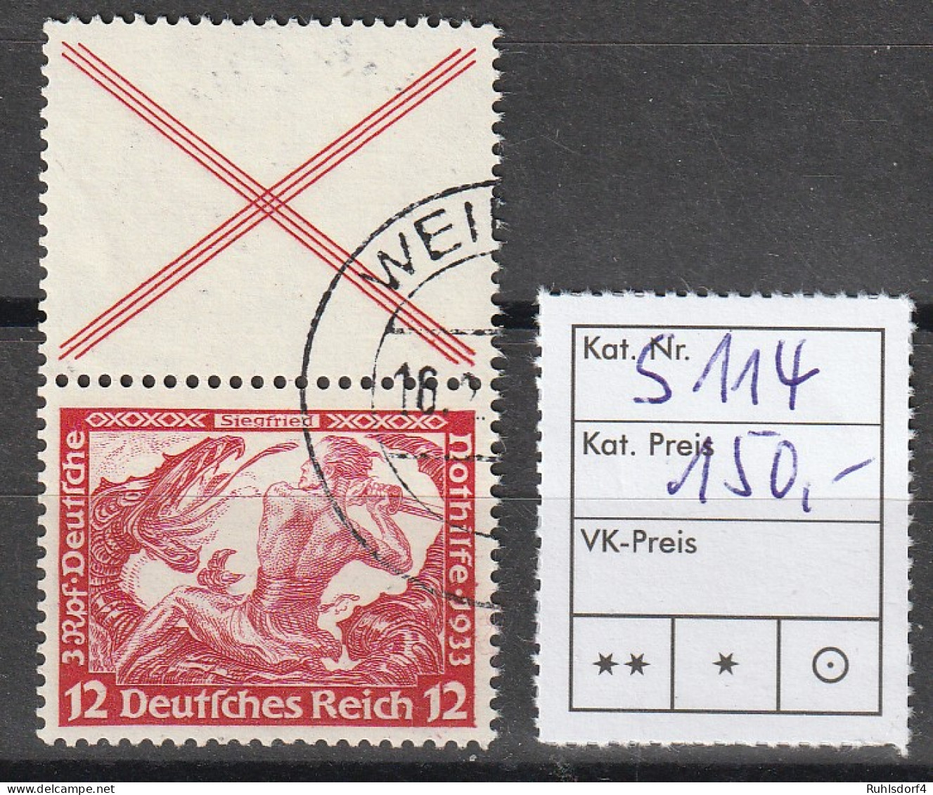 3. Reich: Wagner Zusammendruck S 114, Gestempelt - Se-Tenant