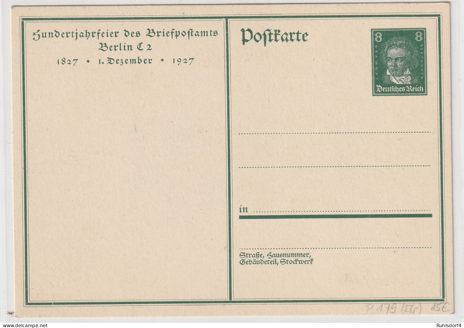 Dt. Reich: Ganzsache P 179 (100 Jahre Briefpostamt), Ungebraucht - Altri & Non Classificati