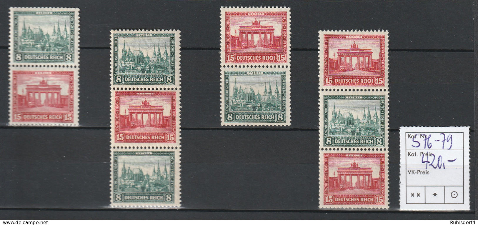 DR  Nothilfe 1930 - Zusammendrucke S 76 - S 79, ** - Se-Tenant