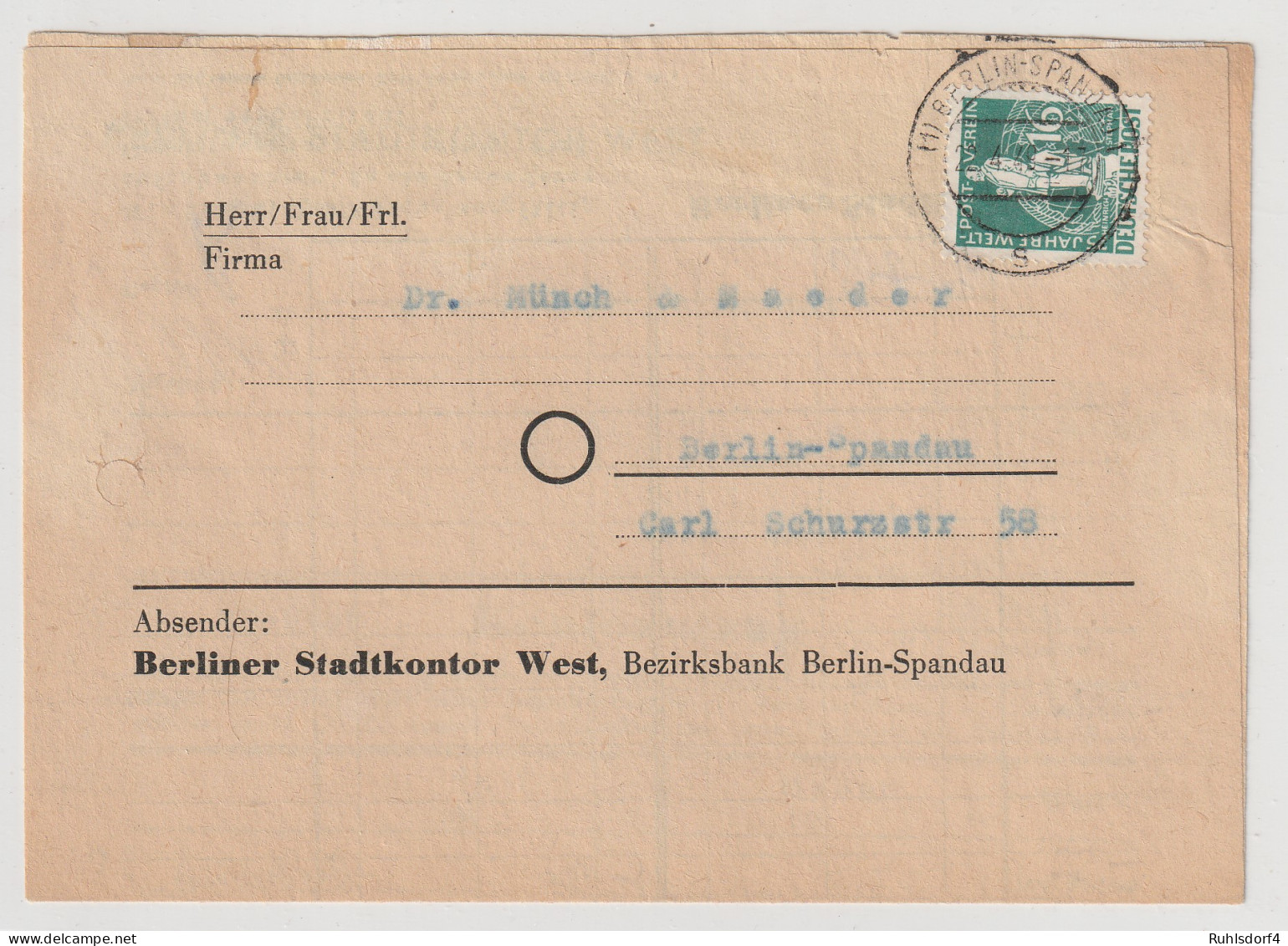 Berlin / Stephan: 16 Pfennig EF Auf Kontoauszug - Covers & Documents