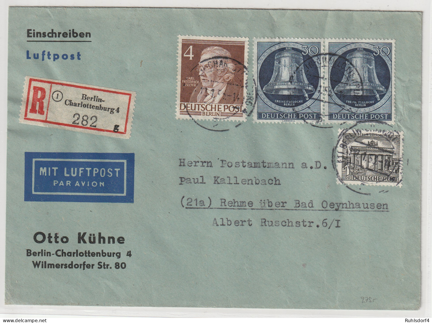 Berlin - Glocke Rechts, 2x 30 Pfg.+ ZuF Auf R-LP-Brief - Covers & Documents