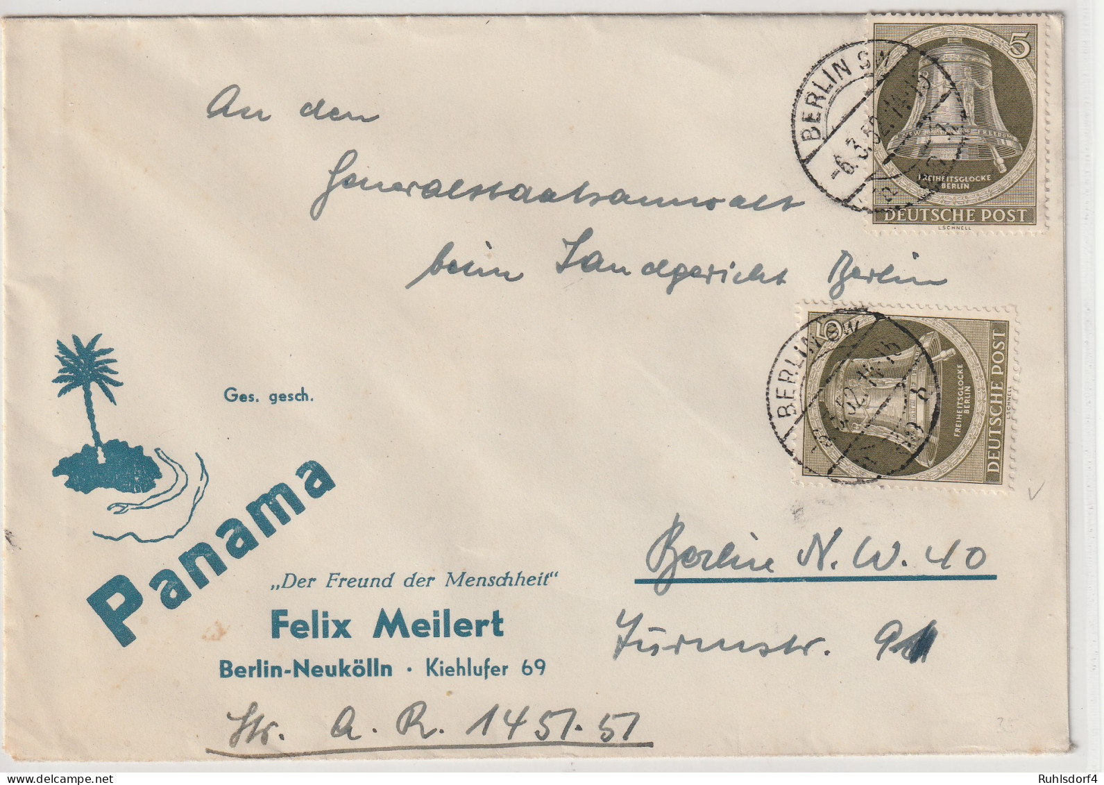 Berlin - Glocke Rechts, 2x 5 Pfg.auf Ortsbrief - Lettres & Documents
