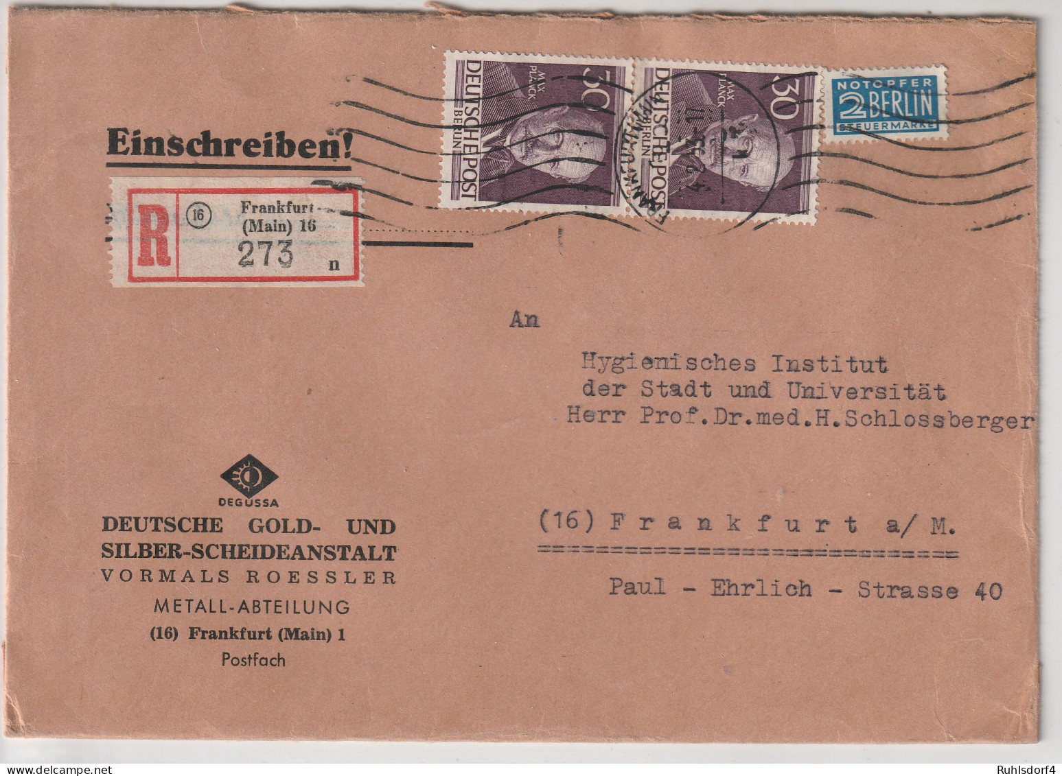 Berlin - Männer Berlins: 30 Pfg.(2x) MeF Auf Orts-R-Fernbrief - Briefe U. Dokumente