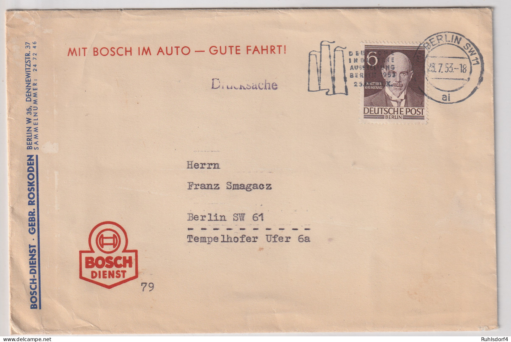 Berlin - Männer Berlins: 6 Pfg.EF Auf Orts-Drucksache (2. Gew.-stufe) - Lettres & Documents