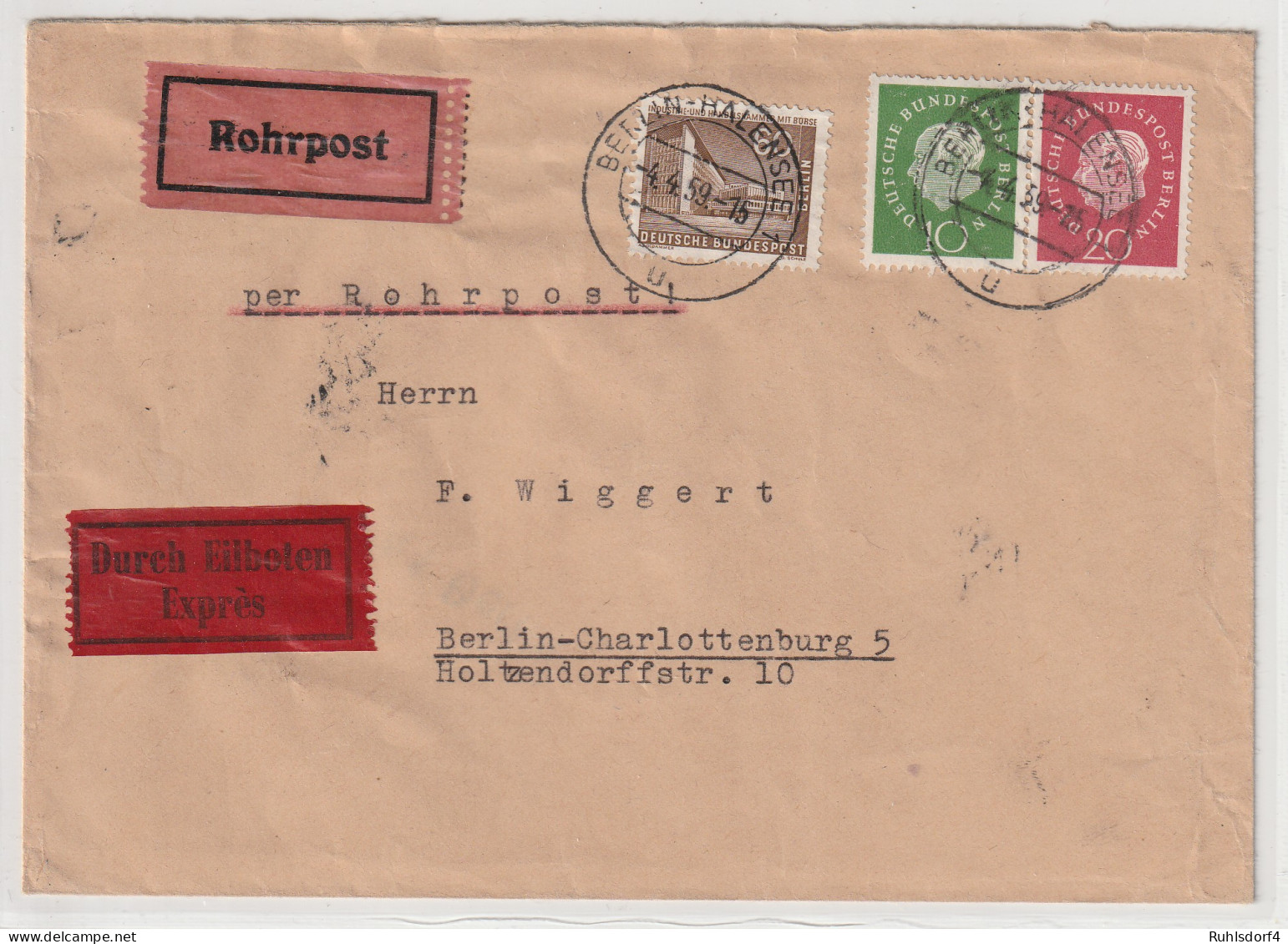 Berlin: Stadtbilder: 60 Pfg.mit ZuF Auf Rohrpostbrief - Storia Postale