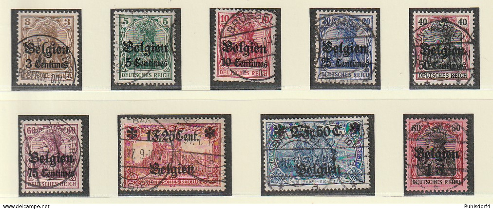 Dt. Bes. Belgien: 1. Freimarkensatz, Gestempelt - Occupazione 1914 – 18