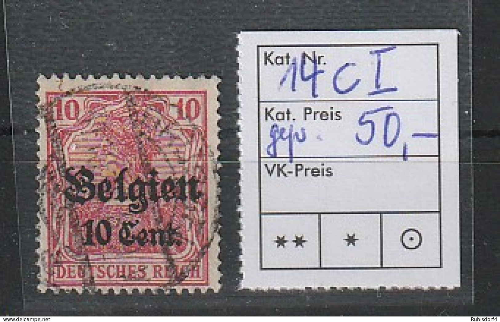 Dt. Bes. Belgien: Nr. 14, Gestempelt In Besserer Farbvariante CI , Geprüft - Occupazione 1914 – 18