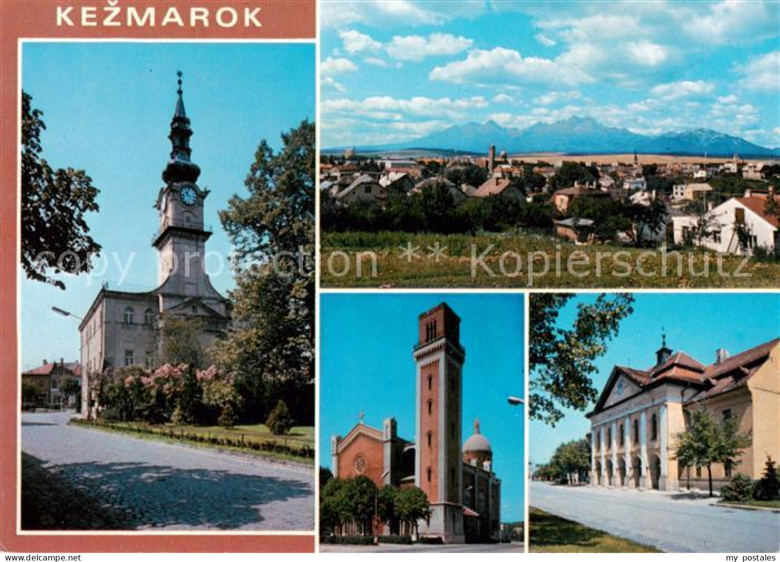 73787678 Kezmarok Kaesmark SK Rathaus Kirche Stadtpanorama Gegen Hohe Tatra  - Slowakei