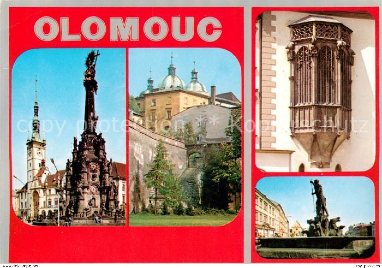 73787627 Olomouc Olmuetz CZ Zentrum Dreifaltigkeitssaeule Stadtmauer Brunnen  - Czech Republic