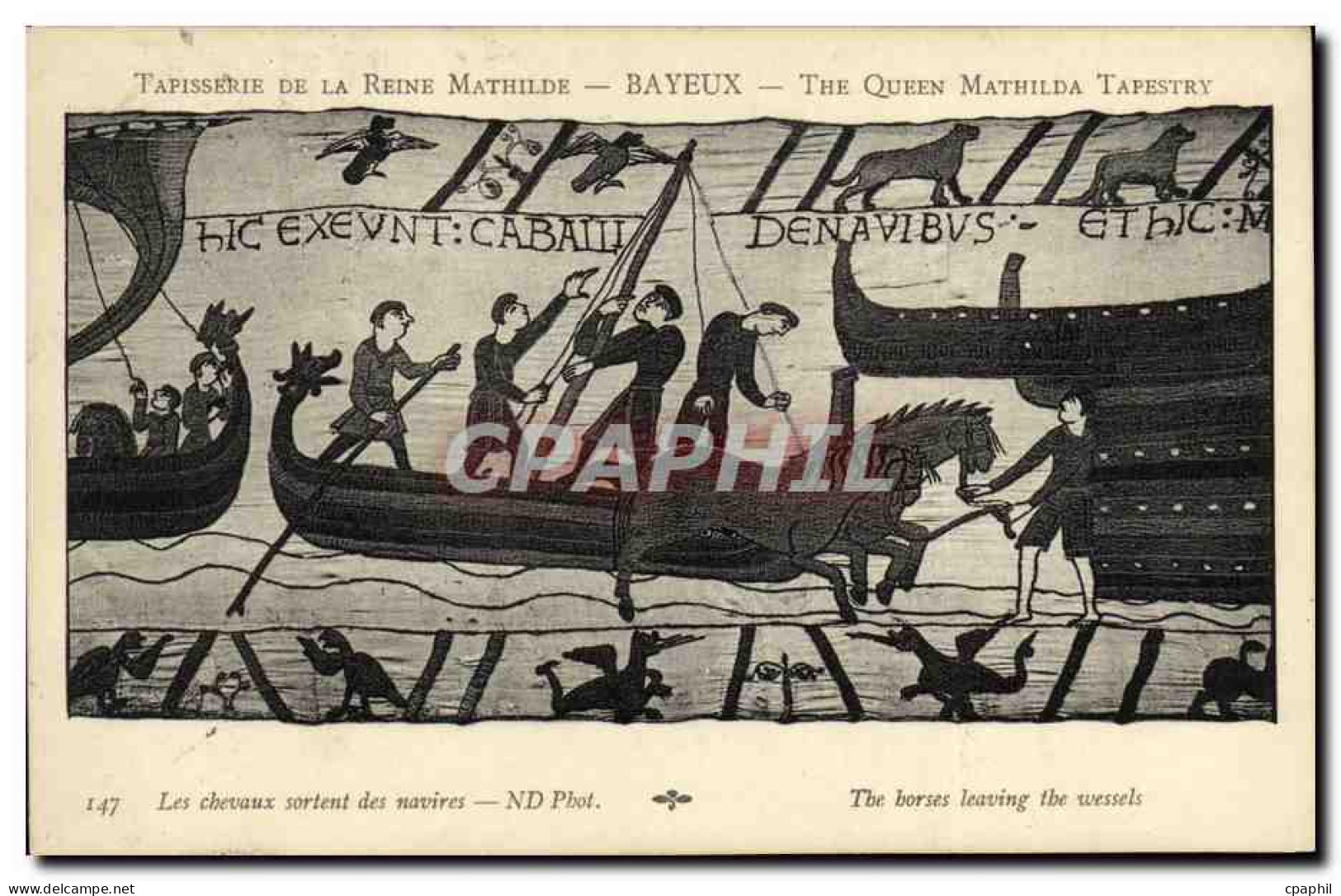 CPA Bayeux Tapisserie De La Reine Mathilde Les Chevaux Sortent Des Navires - Bayeux