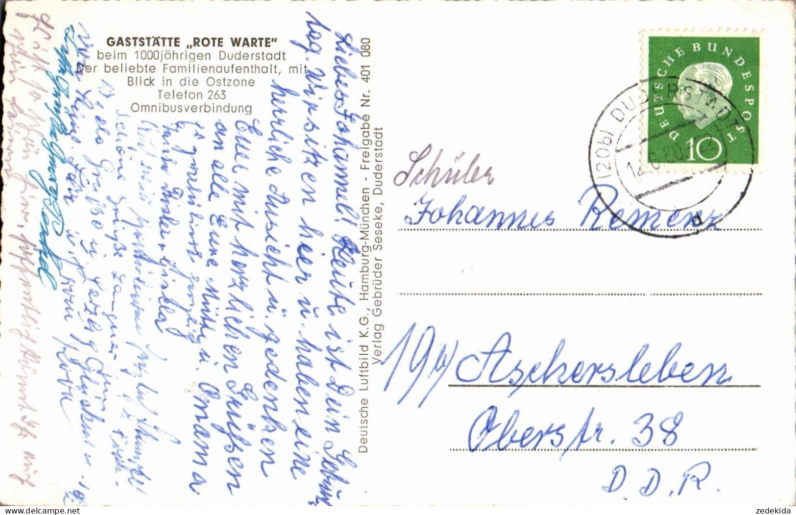 H1681 - Duderstadt - Gaststätte Rote Warte - Luftbild Luftaufnahme - Verlag Seseke - Duderstadt