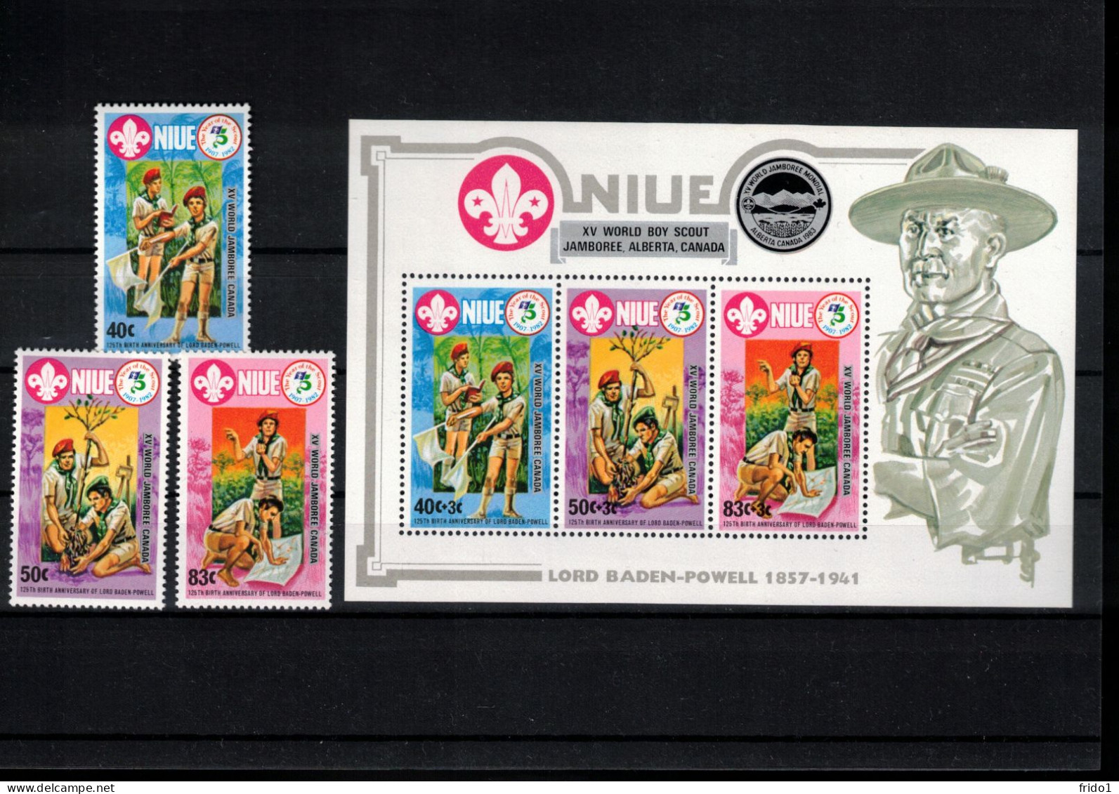 Niue 1983 15th World Scout Jamboree Alberta Canada Set+block Postfrisch / MNH - Nuevos