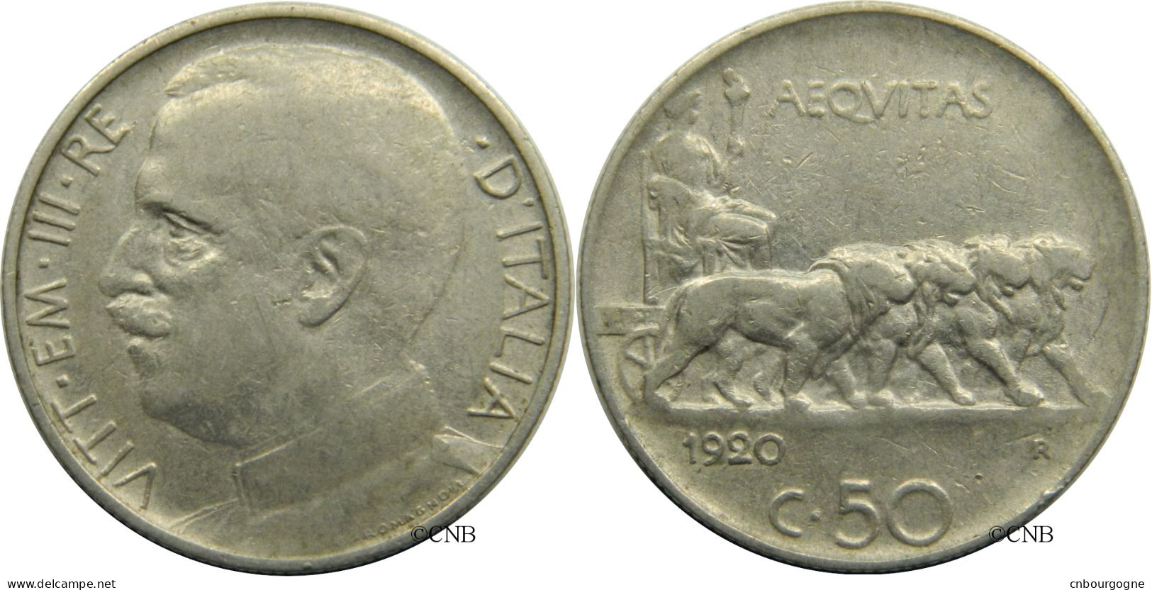 Italie - Royaume - Victor-Emmanuel III - 50 Centesimi 1920 R Tranche Striée - TB/VF25 - Mon4505 - 1900-1946 : Vittorio Emanuele III & Umberto II