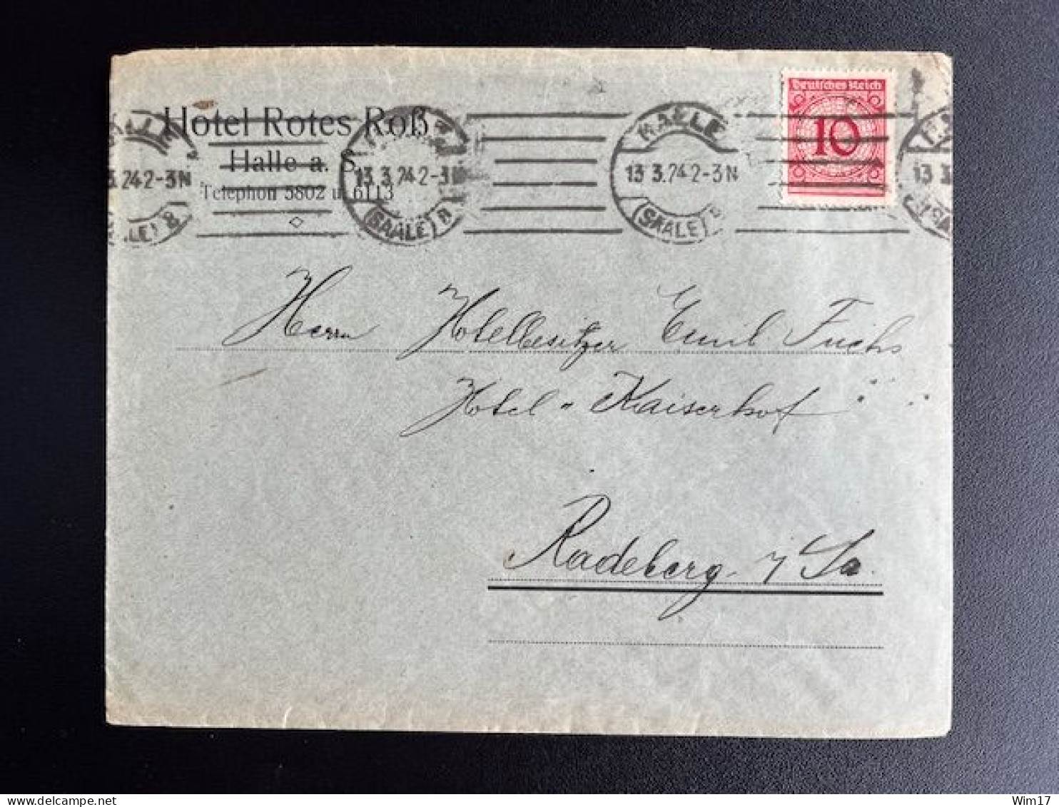 GERMANY 1924 LETTER HALLE TO RADEBERG 13-03-1924 DUITSLAND DEUTSCHLAND - Brieven En Documenten