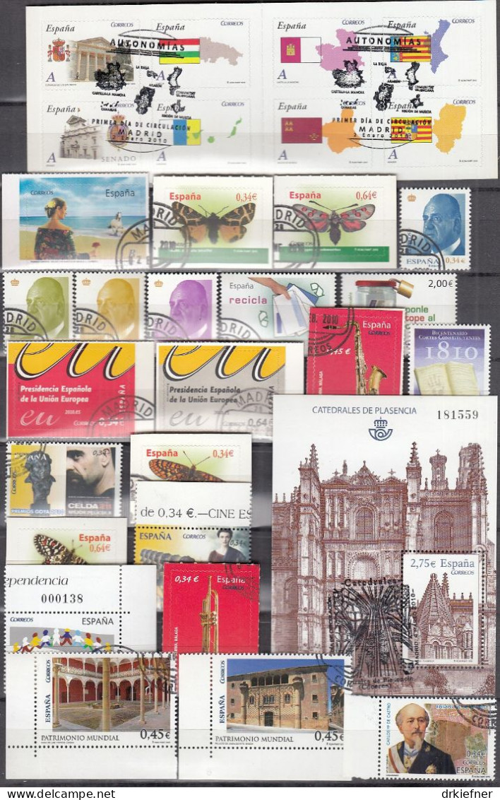 SPANIEN  4466-4482,4487-4501, 4503-4507, 4510-Block 204, Gestempelt, Aus Jahrgang 2010 - Used Stamps