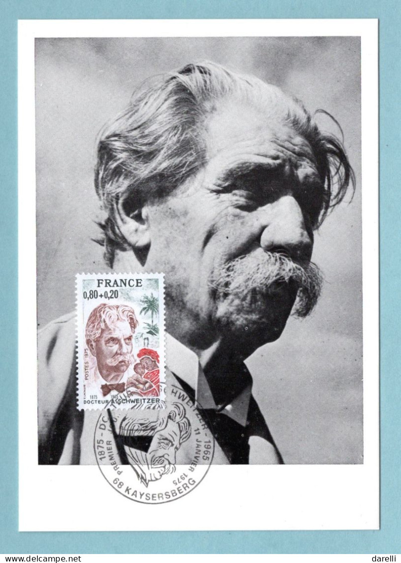 Carte Maximum 1975  - Docteur Albert Schweitzer  YT 1824 - 68 Kaysersberg - - 1970-1979