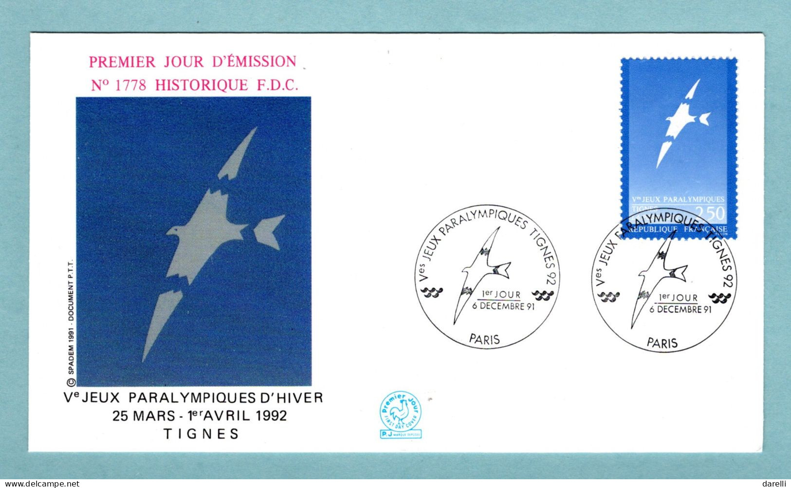 FDC France 1991 - Jeux Paralympiques Tignes 92 - YT 2734 - Paris - 1990-1999