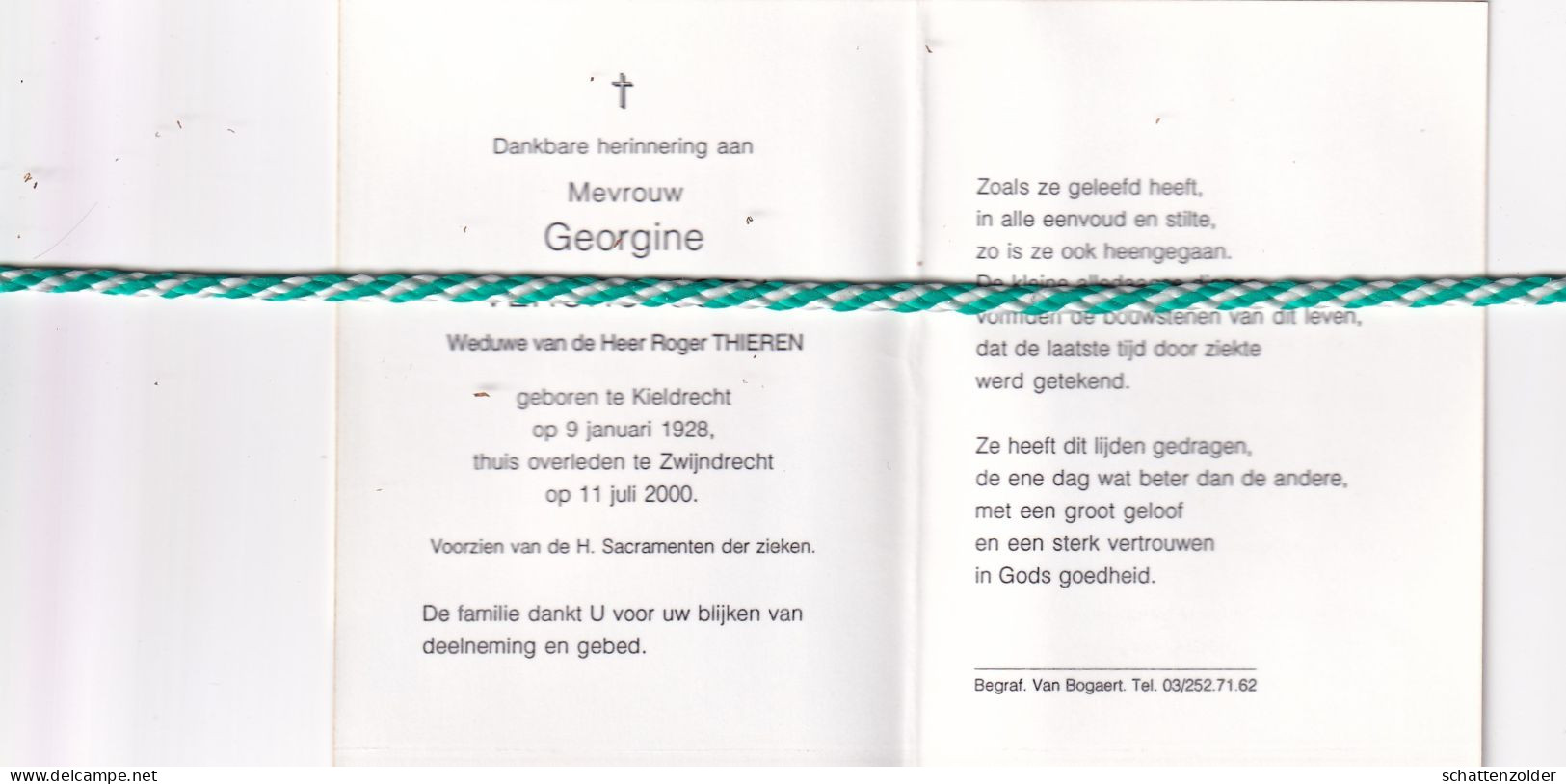 Georgine Vercruyssen-Thieren, Kieldrecht 1928, Zwijndrecht 2000. Foto - Obituary Notices