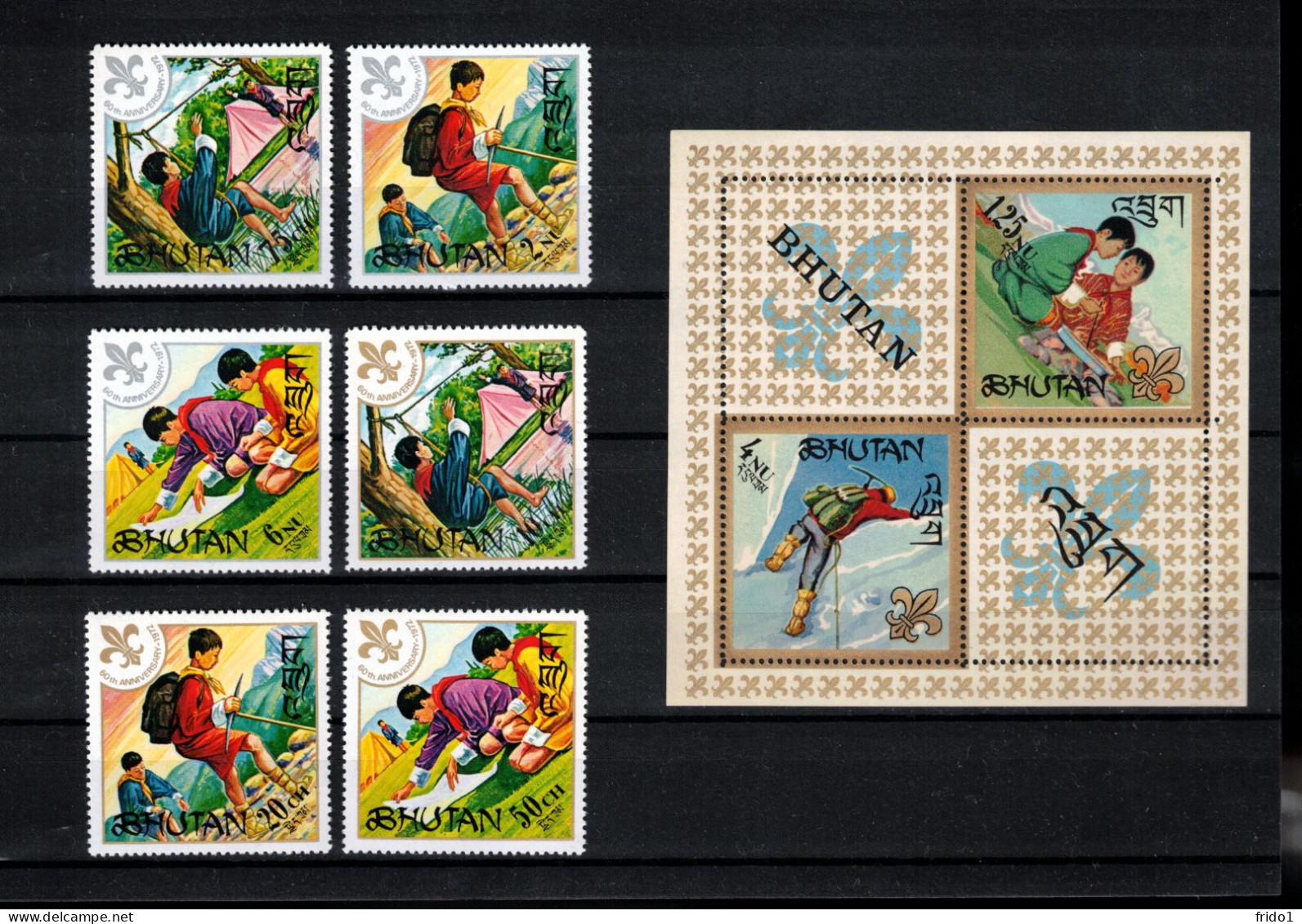 Bhutan Scouting Set+block Postfrisch / MNH - Ongebruikt