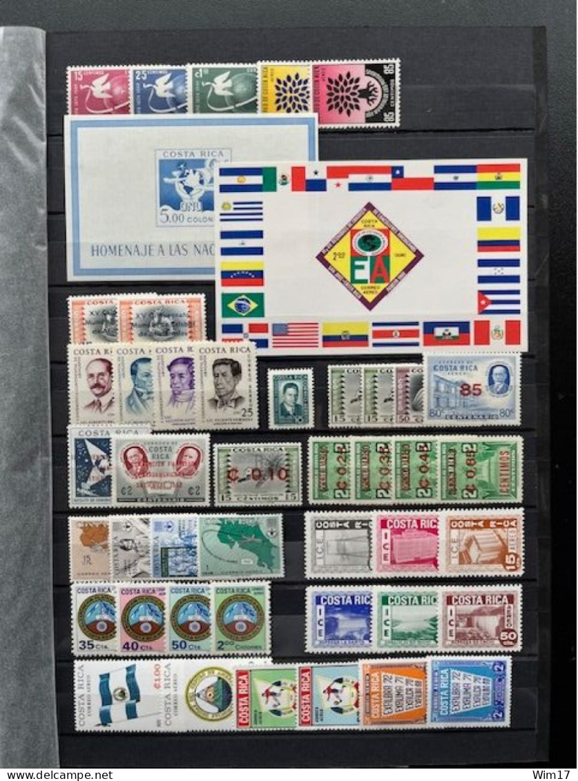 COSTA RICA LOT OF 131 STAMPS AND 2 SHEETS MINT NEVER HINGED - Costa Rica