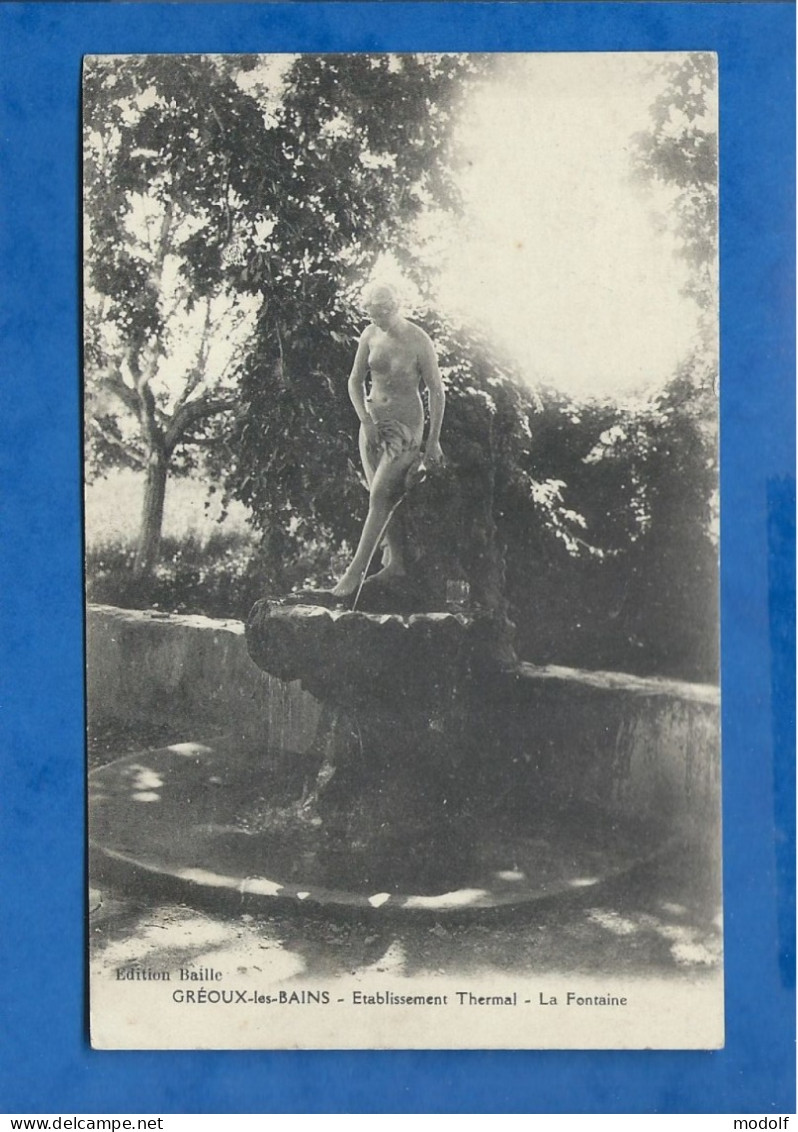 CPA - 04 - Gréoux-les-Bains - Etablissement Thermal - La Fontaine - Circulée - Gréoux-les-Bains