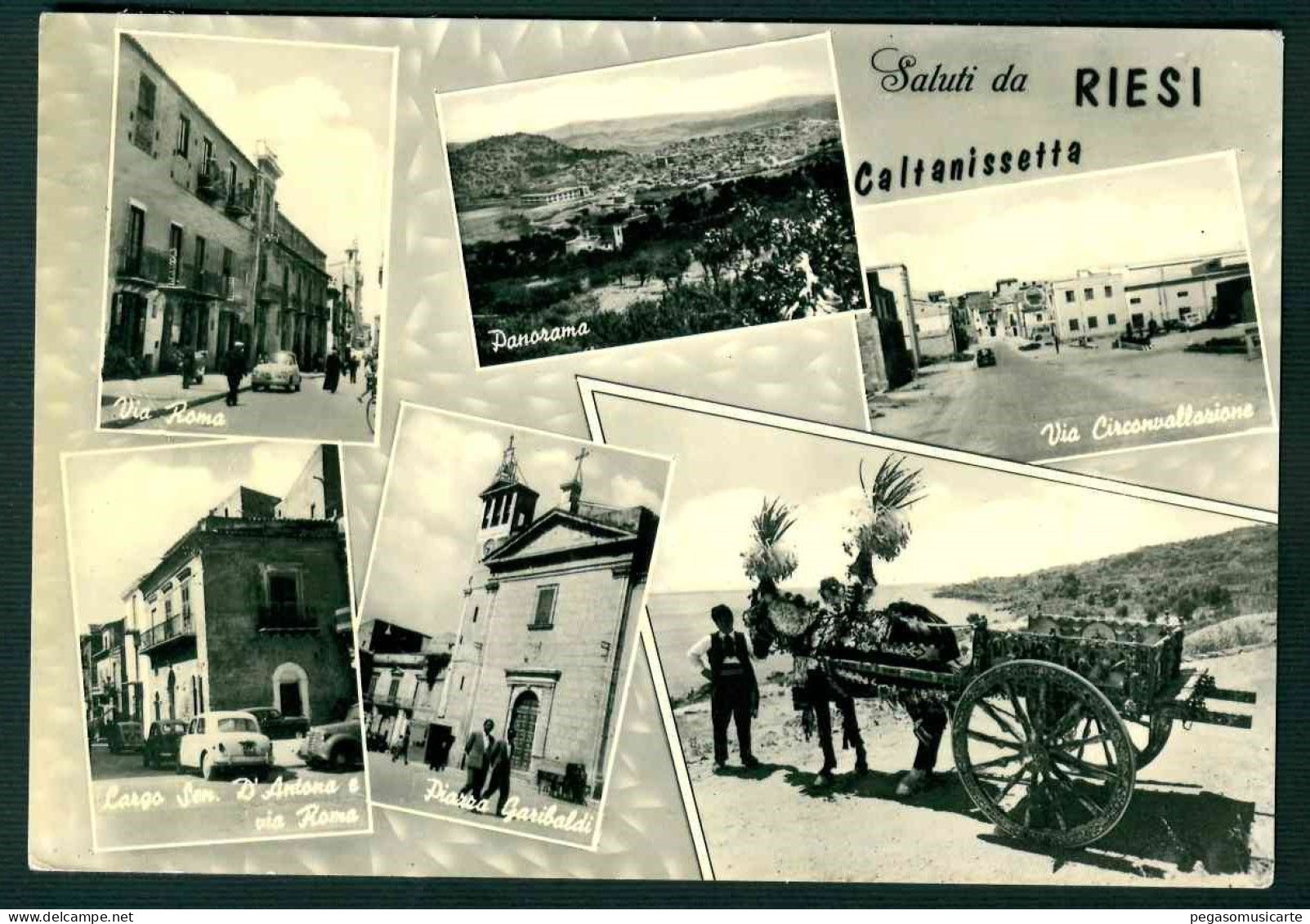 BF068 SALUTI DA RIESI - CALTANISSETTA - 6 VEDUTE ANIMATA AUTO CAR - Andere & Zonder Classificatie