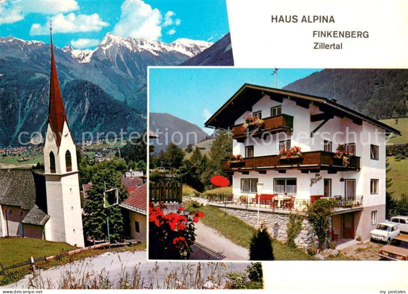 73786804 Finkenberg  Zillertal Tirol AT Gaestehaus Pension Haus Alpina Kirche Al - Autres & Non Classés