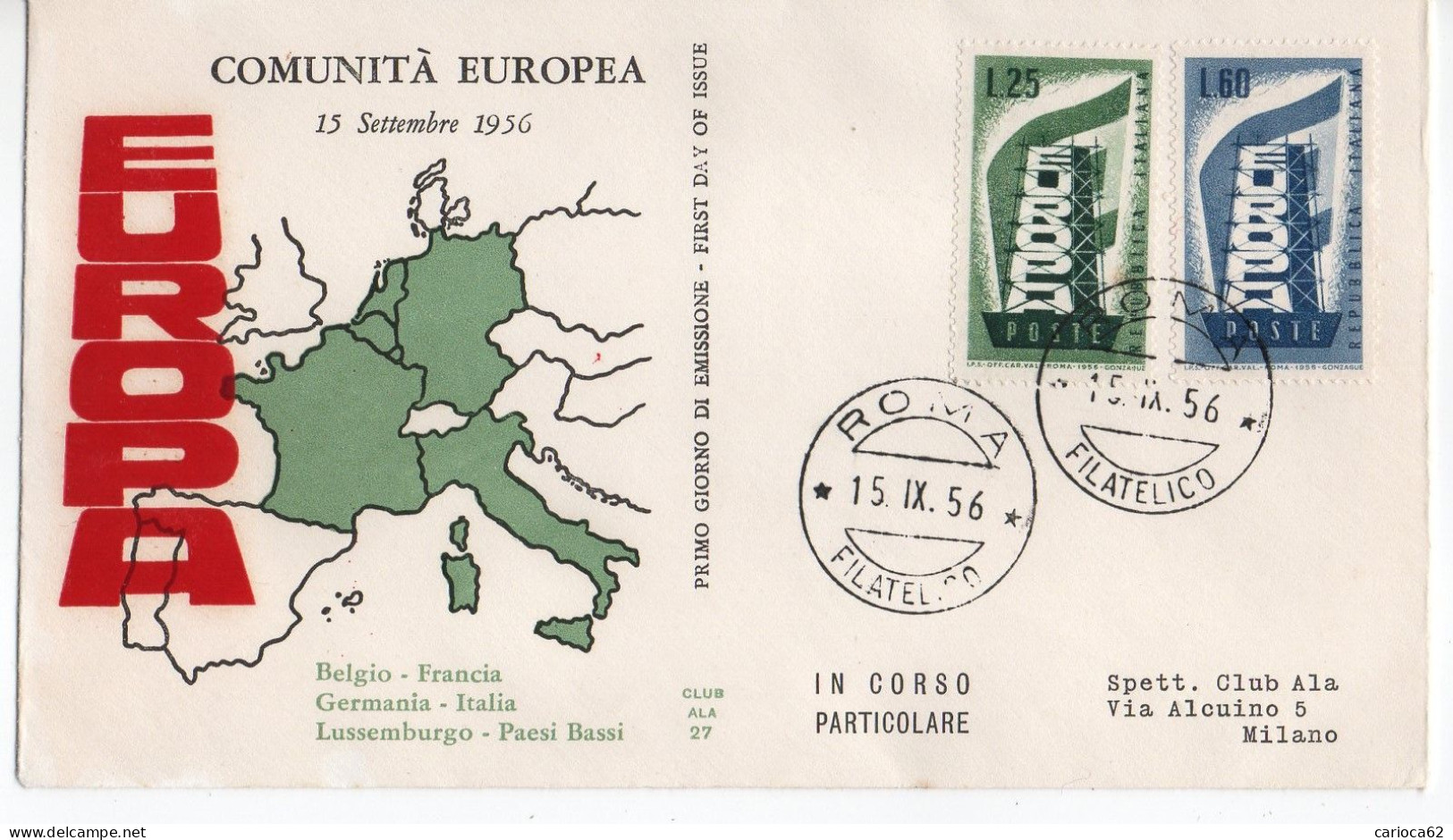 1956 - FDC " E U R O P A " ALA VEDI++++ - FDC