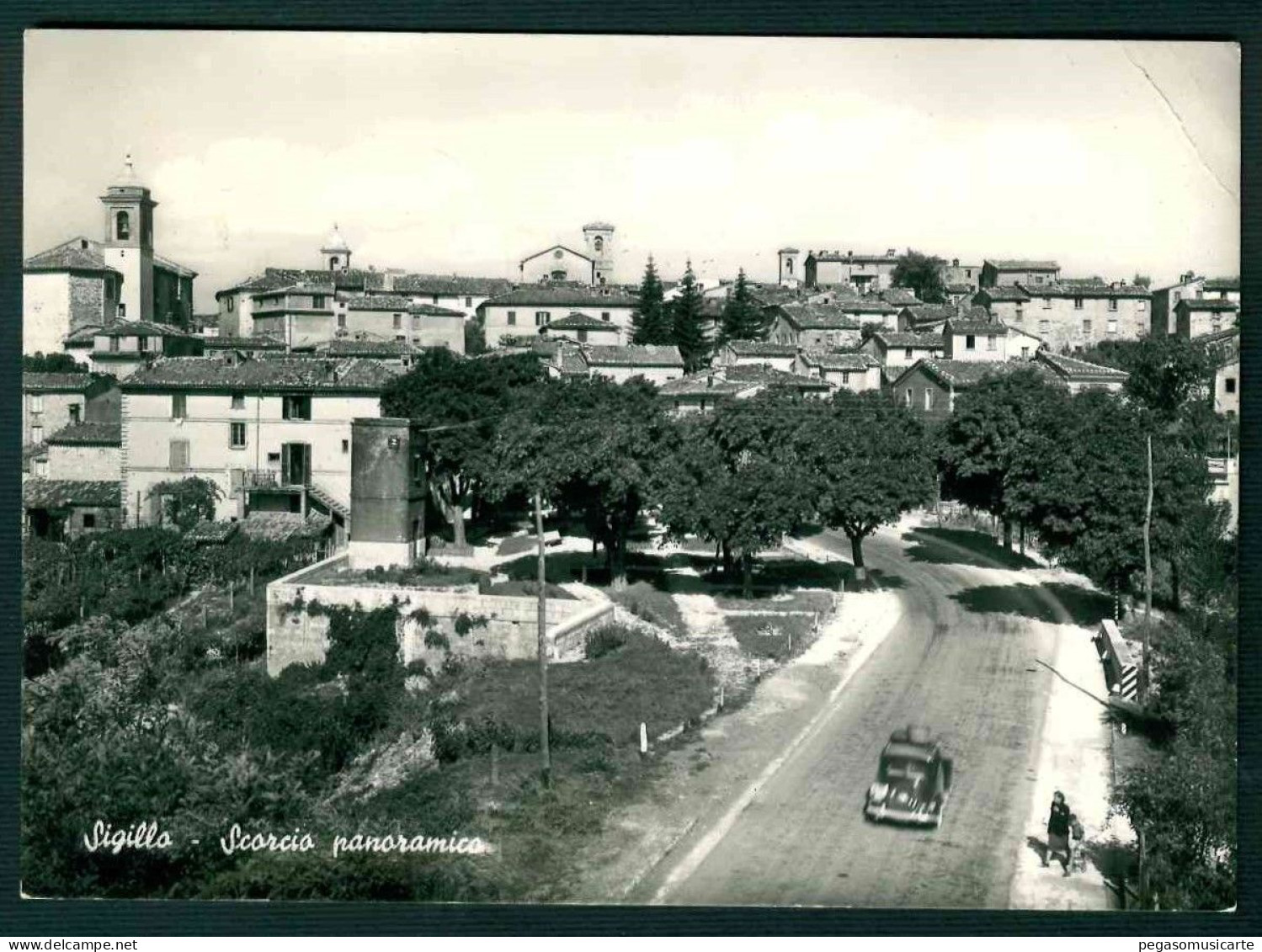 BF071 SIGILLO - SCORCIO PANORAMICO - PERUGIA - AUTO CAR 1957 - Autres & Non Classés