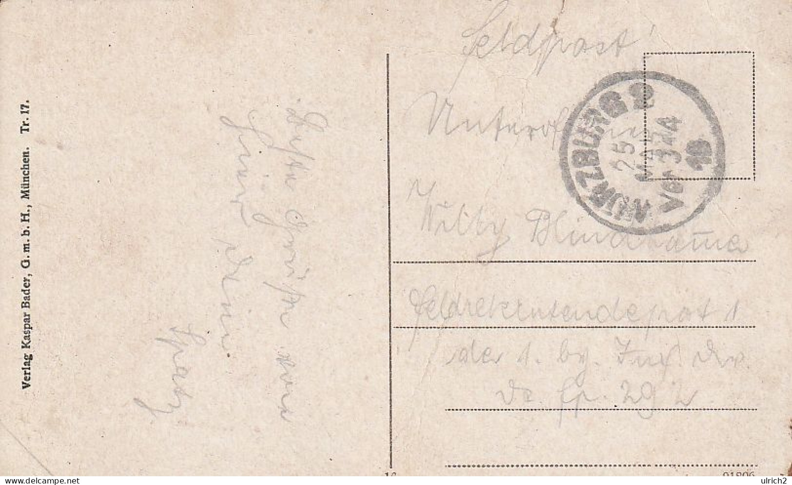 AK Würzburg - Königl. Residenz - Rückseite - Feldpost 1918 (68957) - Wuerzburg