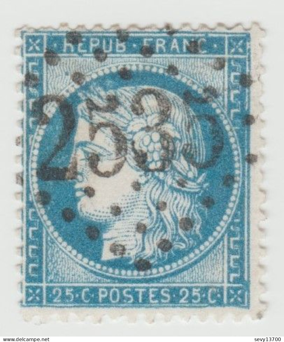 Cérès 25 C Bleu - Oblitération Gros Chiffre 2535 MOREZ (Jura) - 1871-1875 Cérès