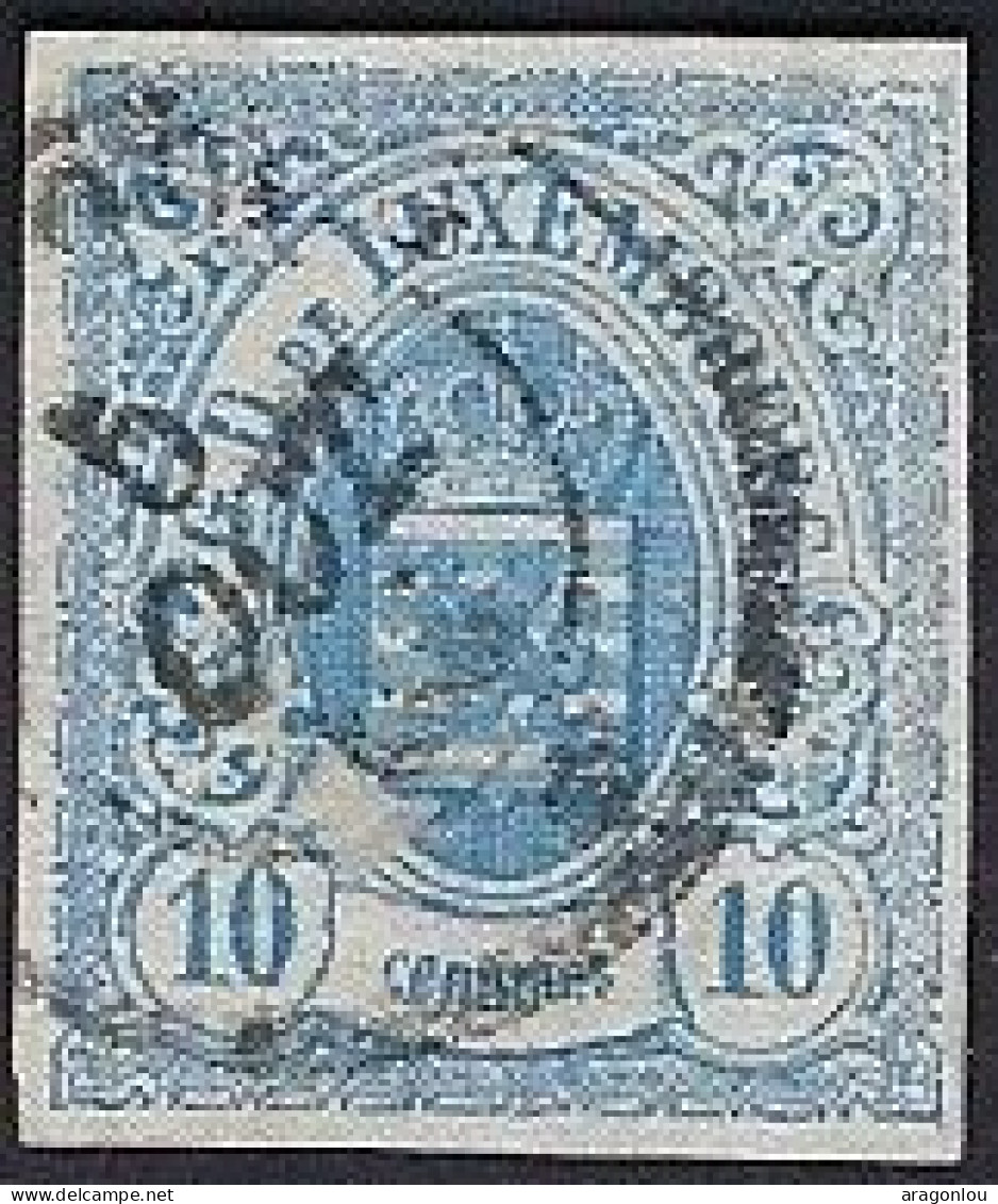 Luxembourg - Luxemburg - Timbres  -  Armoiries  1859   10c.   °    Michel 6b   Certifié    Vc. 15,- - 1859-1880 Coat Of Arms