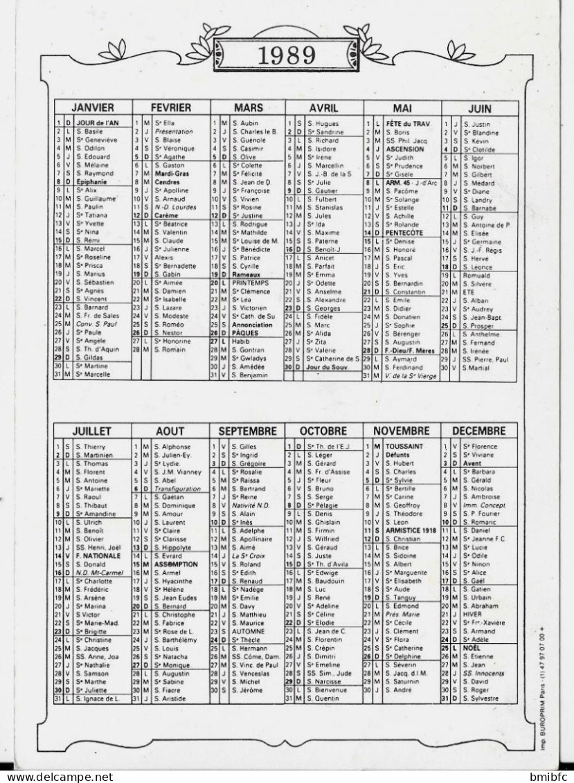 Nouvelle Machine à Coudre De La Compagnie SINGER Avec Au Verso Calendrier 1989 - Pubblicitari