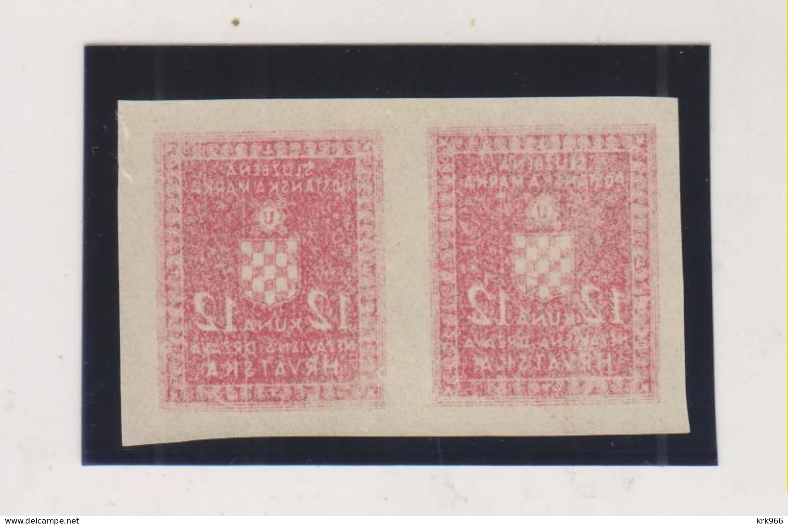 CROATIA WW II  , 12 Kn  Official Nice Proof Breakthrough Printed Pair  MNH - Kroatien