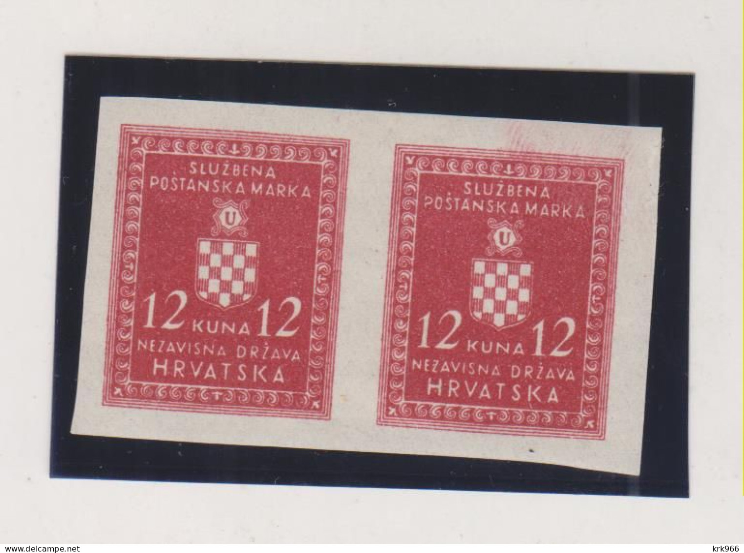 CROATIA WW II  , 12 Kn  Official Nice Proof Breakthrough Printed Pair  MNH - Croatie