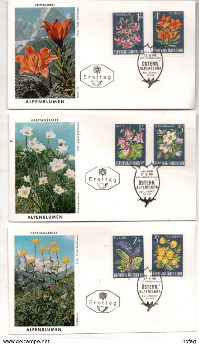 Österreich 1966 MiNr.: 1209-1214 Ersttag Alpenblumen Austria FDC - FDC