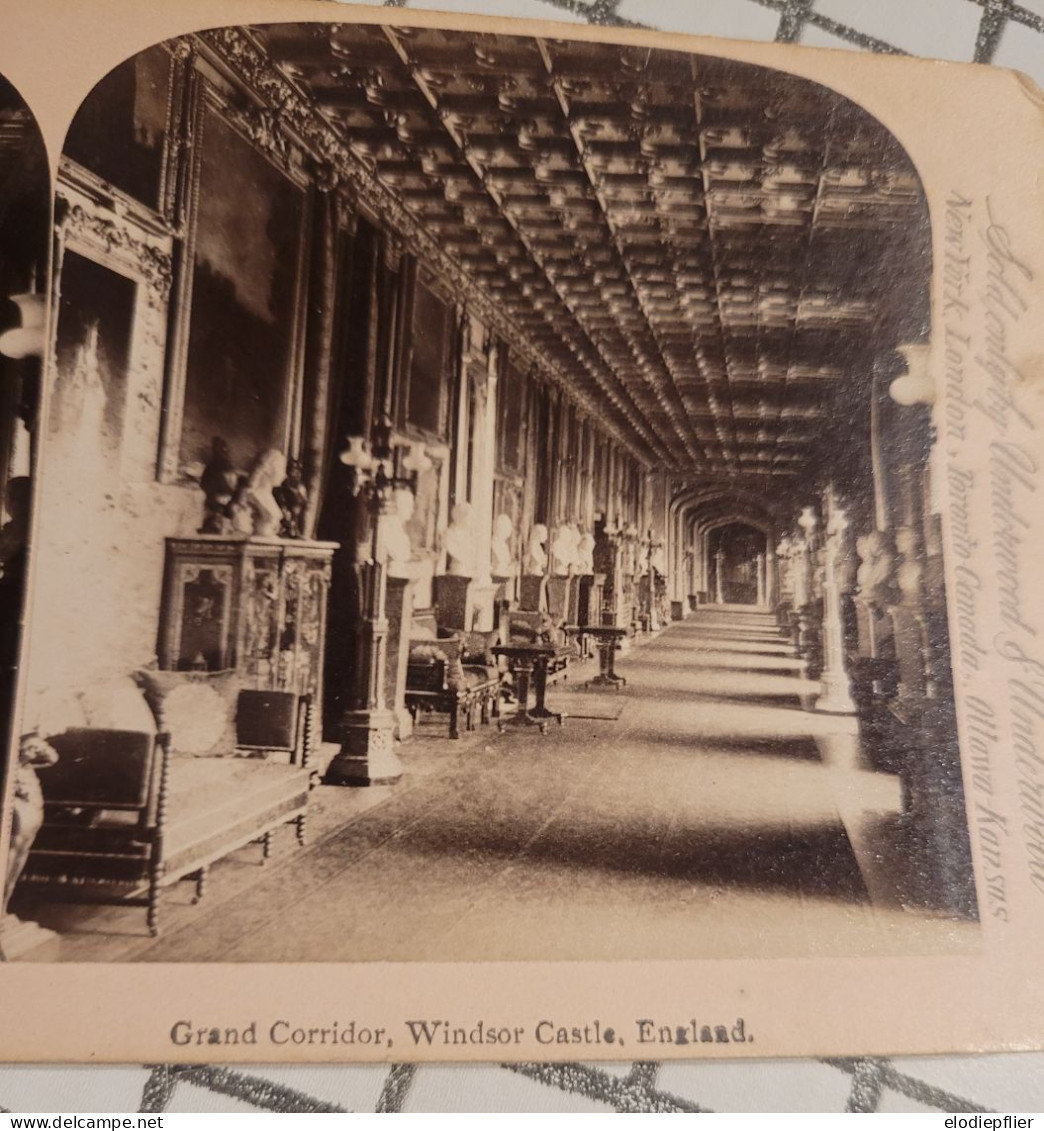 Grand Corridor, Château De Windsor, Angleterre. Underwood Stéréo - Stereoscopes - Side-by-side Viewers