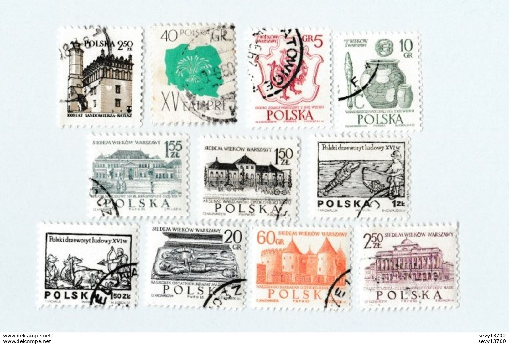 Pologne Lot De 34 Timbres Villes - Verzamelingen