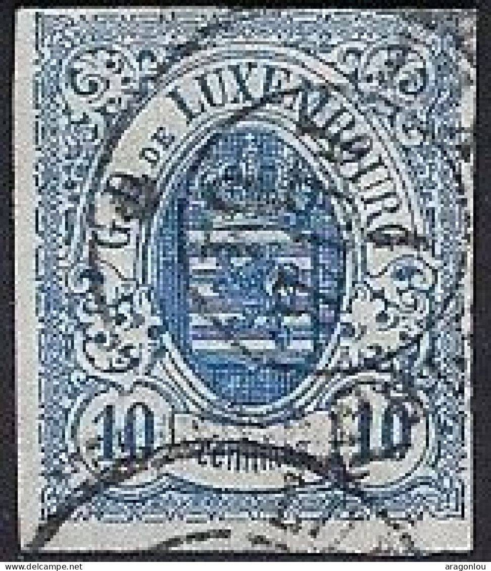 Luxembourg - Luxemburg - Timbres  -  Armoiries  1859   10c.   °    Michel 6a      Schnitt Oben - 1859-1880 Armarios