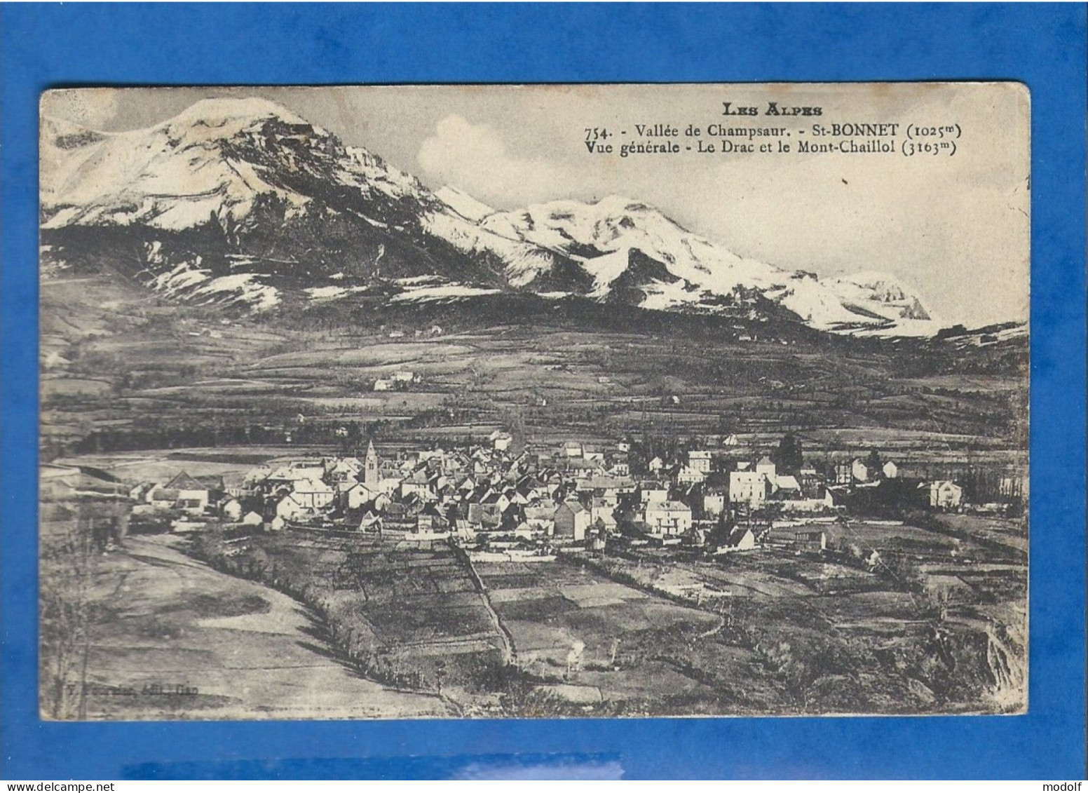 CPA - 05 - Vallée De Champsaur - St-Bonnet - Vue Générale - Le Drac Et Le Mont Chaillol - Circulée En 1923 - Otros & Sin Clasificación